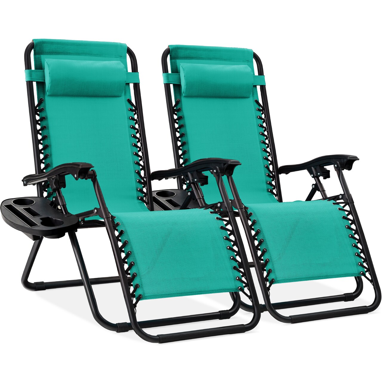 Best Choice Products Set of 2 Zero Gravity Lounge Chair Recliners for Patio, Pool w/ Cup Holder Tray